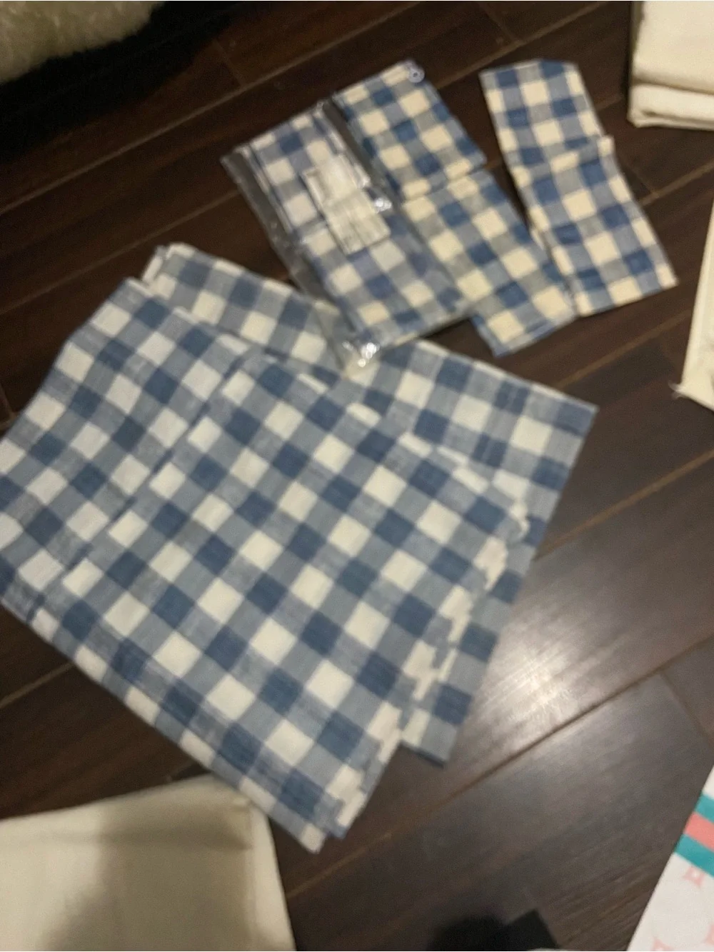 Country-style blue plaid blackout curtain valance Set